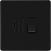 BG FFB52 Flatplate Screwless Matt Black 13A Neon Switched Fused Connection Unit by British General (BG-FFB52)