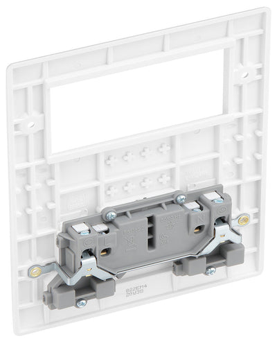 BG 822EM4 Rounded Edge | White | 2 Gang 4 Module Euro Module Combination Plate by British General (BG-822EM4)