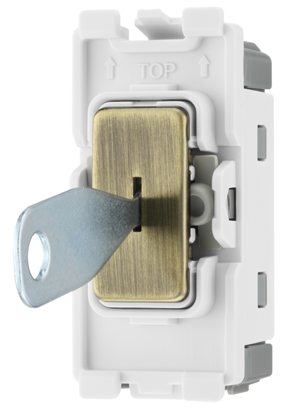 BG RAB12KY Nexus Grid Antique Brass 20AX 2 Way 1 Pole Key Switch Module