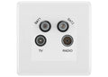BG White Moulded TV/FM/2x SAT Quadplex Socket – White Insert