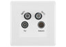 BG White Moulded TV/FM/2x SAT Quadplex Socket – White Insert by British General (BG-NWMTVFMSAT2W)