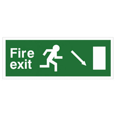 Extinguishers & Equipment: White Rigid Plastic EEC Directive Fire Exit Signs Arrow Down by Rainbow (SAFELINCS-RBRPEECD)