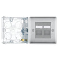 BG Nexus Brushed Steel 2 Gang RJ45 Double Data Outlet NBSRJ452 and 25mm Steel Back Box
