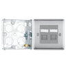 BG Nexus Brushed Steel 2 Gang RJ45 Double Data Outlet NBSRJ452 and 25mm Steel Back Box by British General (BG-NBSRJ452+HGS02)