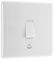 BG 814 Moulded Round Edge | White | 1 Gang 10AX 1 Way Bell Push Plate Switch by British General (BG-814)