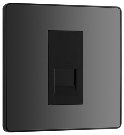 BG PCDBCBTM1B Black Chrome Evolve 1 Gang Master Telephone Outlet - Black Insert