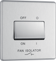 Newlec British General FBS15 Nexus Flatplate Screwless Brushed Steel 10A 3 Pole Fan Isolator Switch