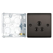 BG Nexus Black Nickel 5A Unswitched Round Pin Socket NBN29B and 25mm Steel Back Box by British General (BG-NBN29B+HGS02)