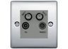 BG Nexus Polished Chrome TV/FM/2x SAT Quadplex Socket – Grey Insert by British General (BG-NPCTVFMSAT2G)