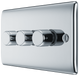NPC83 Side - This trailing edge triple dimmer switch from British General allows you to control your light levels and set the mood. The intelligent electronic circuit monitors the connected load and provides a soft-start with protection against thermal.