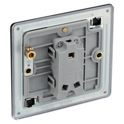 BG Screwless Matt Black 20A 16AX 2 Way Single Light Switch FFB12 with 25mm Steel Back Box