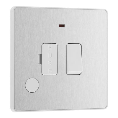 BG Evolve Brushed Steel 13A Switched Spur + Neon PCDBS52W with 35mm Steel Back Box
