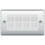 BG Nexus Polished Chrome 4 Gang RJ45 Cat6 Data Socket Outlet White Inserts by British General (BG-NPCRJ454W)