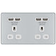 BG Electrical FPC24U44W Nexus Screwless Flat-Plate Unswitched Double Plug Socket Polished Chrome White Insert 4 USB 4.2A