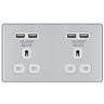 BG Electrical FPC24U44W Nexus Screwless Flat-Plate Unswitched Double Plug Socket Polished Chrome White Insert 4 USB 4.2A by British General (BG-FPC24U44W-Shopify-SA_1)