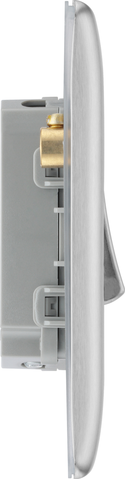 BG NBS44 Nexus Metal Brushed Steel 4 Gang 10A 10AX 2 Way Plate Switch