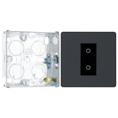 BG Evolve Matt Grey 1 Gang 200W Trailing Edge Master Touch Dimmer PCDMGTDM1B with 25mm Steel Back Box