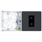 BG Evolve Matt Grey 1 Gang 200W Trailing Edge Master Touch Dimmer PCDMGTDM1B with 25mm Steel Back Box