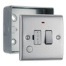 BG Nexus Brushed Steel Switched 13A Flex Outlet Neon Switched Fused Connection Unit & Surface Pattress Back Box by British General (BG-NBS53+MC501)