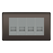 BG Nexus Black Nickel 4 Gang Master Telephone Socket, Screw Terminal - Grey Insert by British General (BG-NBNBTMS4G)