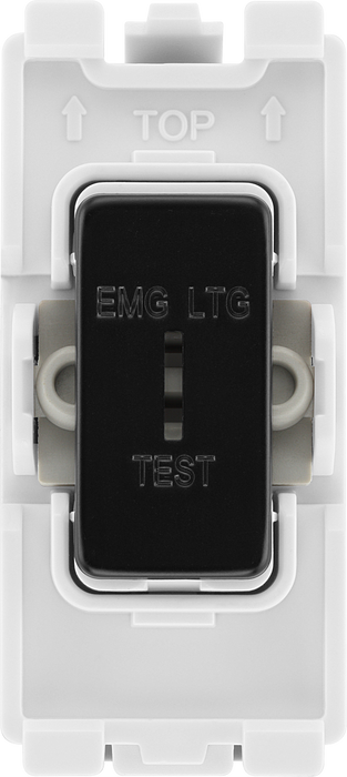 BG RFB12EL Nexus Grid Matt Black 20AX 2 Way 1 Pole EMG LTG TEST Switch Module