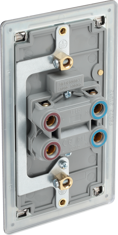 BG Electrical FBS72 Nexus Screwless Flat-Plate Cooker Switch Brushed Steel Neon 2 Way 45A