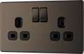BG FBN22B Nexus Screwless Flat-Plate Double Switched Plug Socket 13A