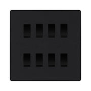BG Evolve Matt Black 8 Gang Intermediate Custom Grid Light Switch with Back Box Included by British General (BG-Evolve-MB-8G-CUSTOM-8x INT SWITCH)
