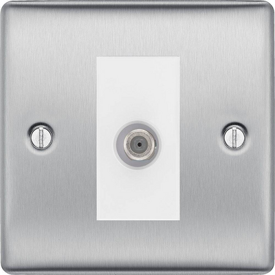 BG Nexus Metal Brushed Steel Satellite Socket NBS64W by British General (BG-NBS64W)