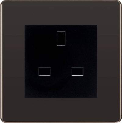 BG Nexus Screwless Black Nickel 13A Unswitched Socket FBNUSSB by British General (BG-FBNUSSB)