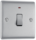 BG NBS31 Nexus Metal Brushed Steel 1 Gang 20A 2 Pole Neon Switch