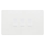 BG Evolve Pearlescent White 3 Gang Intermediate Custom Grid Light Switch by British General (BG-Evolve-PW-3G-CUSTOM-3x-INT-SWITCH)