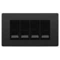 BG Evolve Black Chrome 4 Gang Secondary Telephone Socket, Screw Terminal - Black Insert