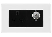 BG White Moulded 13A Double Pole Key Controlled Socket – Black Inserts by British General (BG-NWMKYSWSB)