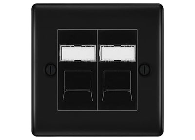 BG Nexus Metal Matt Black 2 Gang RJ45 Data Socket NFBRJ452B Black Inserts by British General (BG-NFBRJ452B)