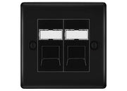 BG Nexus Metal Matt Black 2 Gang RJ45 Data Socket NFBRJ452B Black Inserts by British General (BG-NFBRJ452B)