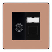 BG Evolve Polished Copper TV Aerial & RJ45 CAT6 Data Socket - Black Insert