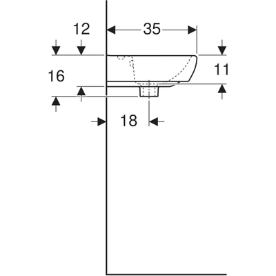 Geberit Selnova 450mm Square Cloakroom Basin - 1 Tap Hole - 501.473.00.6 by Geberit (Geberit-501.473.00.6)