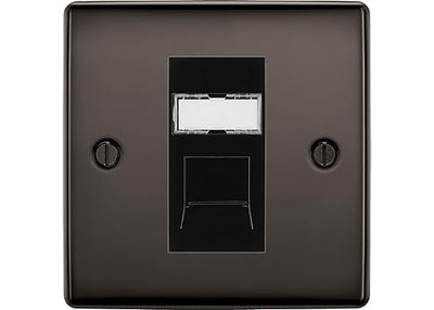 BG Nexus Black Nickel Single 1 Gang RJ45 Data Socket NBNRJ451B Black Insert by British General (BG-NBNRJ451B)