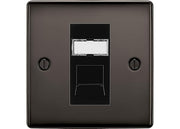 BG Nexus Black Nickel Single 1 Gang RJ45 Data Socket NBNRJ451B Black Insert by British General (BG-NBNRJ451B)