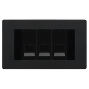BG Evolve Matt Black 3 Gang Master Telephone Socket - Black Insert by British General (BG-PCDMBBTM3B)