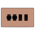 BG Evolve Polished Copper 4 Gang Light Switch 2x Trailing Edge LED Dimmer 2x 2 Way Custom Switch