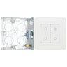 BG Evolve Pearlescent White 2 Gang 200W Trailing Edge Secondary Touch Dimmer PCDCLTDS2W with 25mm Steel Back Box