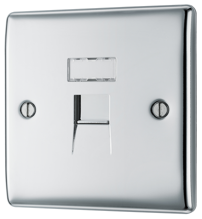 BG NPCRJ451 Nexus Metal Polished Chrome 1 Gang RJ45 Data Outlet