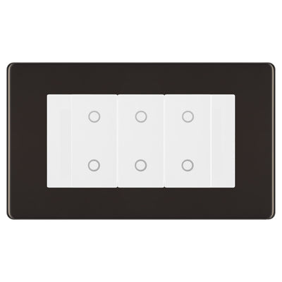 BG Nexus Screwless Black Nickel Triple Secondary Touch Dimmer Switch White Inserts by British General (BG-EMTDSW+FBNEMR4)