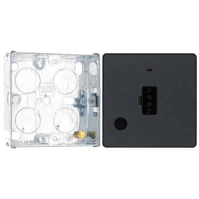 BG Evolve Matt Grey 13A Flex Outlet Neon Unswitched Fused Connection Unit PCDMG54B with 25mm Steel Back Box