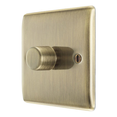 BG Nexus Antique Brass 200W 2 Way Trailing Edge Single Dimmer Switch with Surface Pattress Back Box