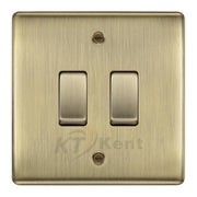 BG Nexus Antique Brass 2 Gang Switch 1x Intermediate 1x 1 or 2 Way Custom Grid by British General (BG-NEXUS-AB-2G-CUSTOM-1x INT-1x 2WAY SP)