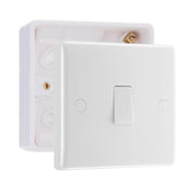 BG Nexus 20A 2 Pole Flex Outlet Switch White & 32mm Pattress Back Box by British General (BG-832+891)