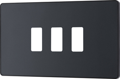 BG RPCDMG3B Evolve Grid Matt Grey 3 Module Rectangular Front Plate - Black Trim